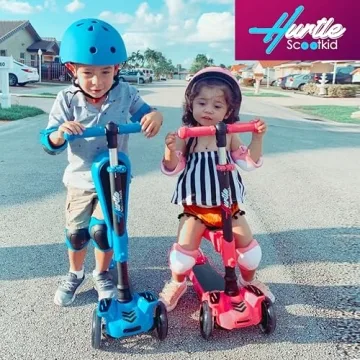Hurtle Kids 3-Wheeled Scooter with LED Lights, Adjustable Seat