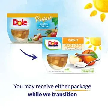 Dole Fruit Bowls Low Fat Apples & Creme Parfait Snacks, 4oz 24 Total Cups, Gluten & Dairy Free, Bulk...