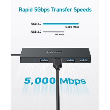 Anker 4-Port USB 3.0 Hub Fast Data Transfer Ultra-Slim