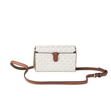 Michael Kors Women's 35F0GTVC8B Jet Set Travel Medium Multifunction Phone Xbody Crossbody Bag Wallet (Vanilla)