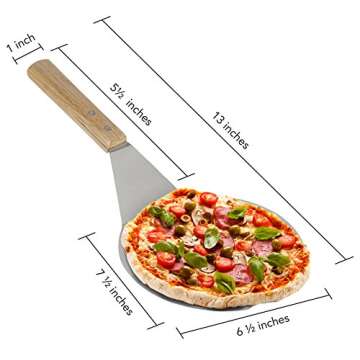 Extra-Large Stainless Steel Wide Spatula Turner Strong Wooden Handle - Dishwasher Safe Kitchen Utensil - Heavy Duty Oversized Metal Lifter Grilling, Cooking, Baking Cake & Cookies pancake spatula