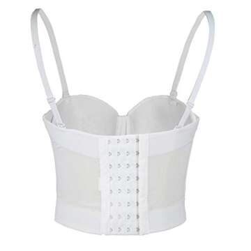 ELLACCI Women's Mesh Corset Tops Sexy White Basic Bustier Crop Top