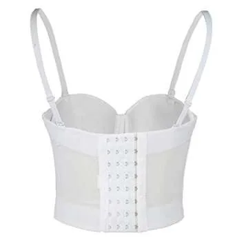 ELLACCI Women's Mesh Corset Tops Sexy White Basic Bustier Crop Top