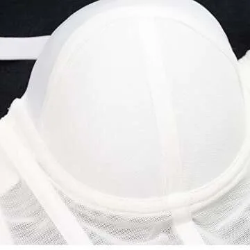 ELLACCI Women's Mesh Corset Tops Sexy White Basic Bustier Crop Top