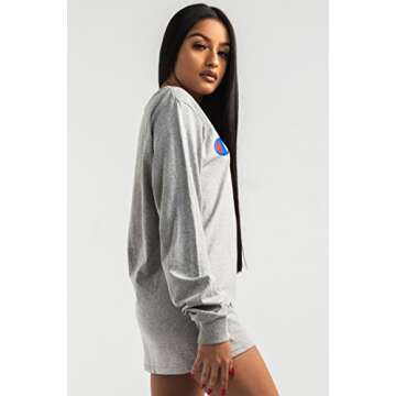 Champion Men's Cotton Long Sleeve Tee, Oxford Gray/Patriotic Script, X Large