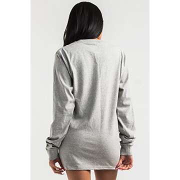 Champion Men's Cotton Long Sleeve Tee, Oxford Gray/Patriotic Script, X Large