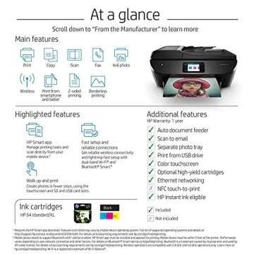HP ENVY Photo 7855,Ccolor All In One Photo Printer with Wireless Printing, Instant Ink Ready (K7R96A) (Renewed)
