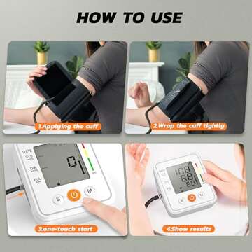 Blood-Pressure Monitor-Automatic Home-Use Cuff-Machine - LCD Display Voice Broadcasting for Adult Arm Digital BP Tool White angel wish