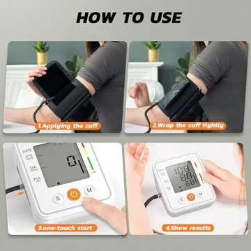 Blood-Pressure Monitor-Automatic Home-Use Cuff-Machine - LCD Display Voice Broadcasting for Adult Arm Digital BP Tool White angel wish