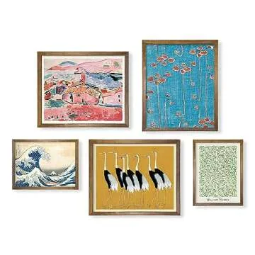 Maximalist Prints Room Decor - Modern Museum Pictures - Eclectic Wall Art Decor - Classic Morris Floral Painting - Japanese Art Wall Decor - Contemporary Abstract Aesthetic Poster for Bedroom