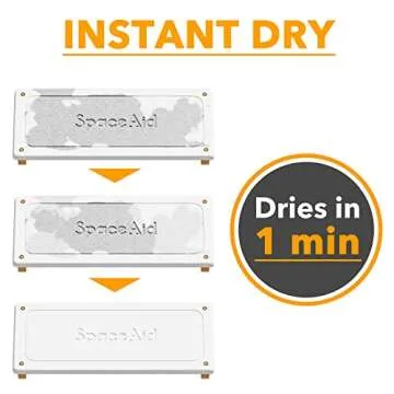 SpaceAid DryingNeat Sink Organizer, Instant Dry Sink Caddy Organizers, Kitchen Sponge Soap Holder Dispenser, Countertop Fast Drying Rack (Bamboo Feet, White)