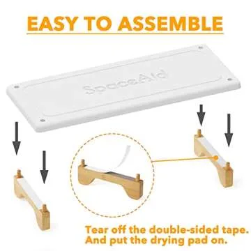 SpaceAid DryingNeat Sink Organizer, Instant Dry Sink Caddy Organizers, Kitchen Sponge Soap Holder Dispenser, Countertop Fast Drying Rack (Bamboo Feet, White)