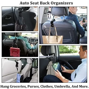 Dermasy 2 Pack Car Hooks, 2021 New Bling Rhinestones Crystal Hooks Car Decorations Auto Seat Back Organizers Strong and Durable Backseat Hanger Storage Universal for SUV Truck Vehicle (Black2)