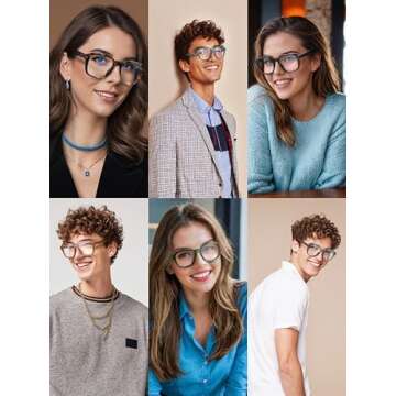 VISOONE Square Frame Blue Light Glasses Fashion Eyewear