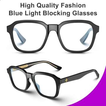 VISOONE Square Frame Blue Light Glasses Fashion Eyewear