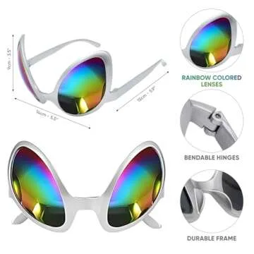 Cheerin Silver Alien Headband and Glasses - Martian Antenna Headband - Glitter Ball Head Boppers - Space Theme Costume - Alien Costume Accessories