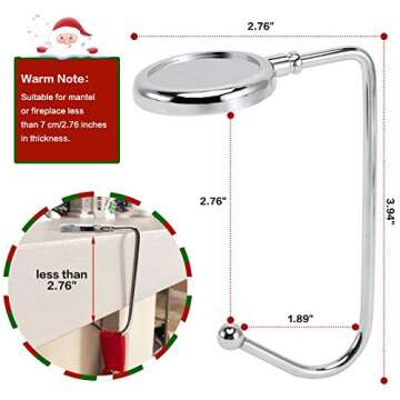 365park Christmas Stocking Holders for Mantle, 6 Pack Mantel Stocking Hangers Metal Hooks for Firepl...