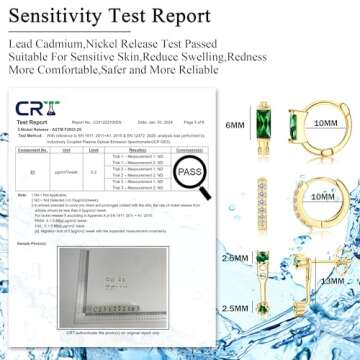 Jstyle 14K Gold Earrings for Women S925 Sterling Silver Earrings for Multiple Piercings Cartilage Stud Hoop Dainty Earrings Set- Green CZ Style