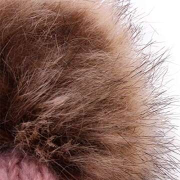 2PCS Parent-Child Hat, Mother Child Daughter Son Baby Winter Warm Soft Knit Hat Family Crochet Beanie Ski Cap with Pom Pom Pink