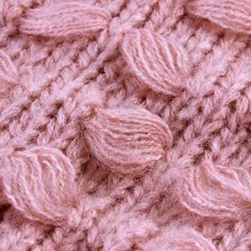 2PCS Parent-Child Hat, Mother Child Daughter Son Baby Winter Warm Soft Knit Hat Family Crochet Beanie Ski Cap with Pom Pom Pink