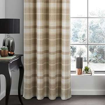 always4u Plaid Blackout Curtains | Cozy Woolen Look | 95 Inches