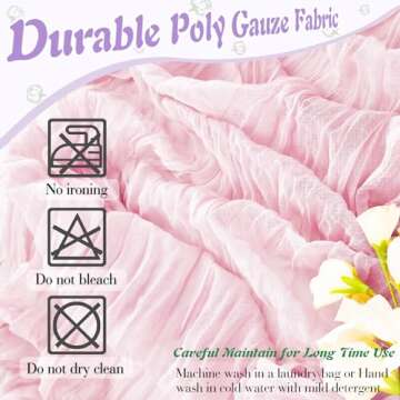 Waligoy Pink Cheesecloth Table Runner 6 Pack 35" Boho Gauze Table Runner 120 inches Long Table Runner Rustic Sheer Fabric Bulk for Boho Baby Shower Wedding Bridal Birthday Party Table Decorations