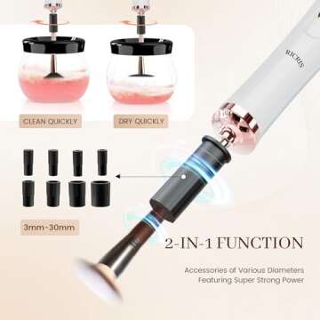 RICRIS Electric Makeup Brush Cleaner Machine - Ultra Fast USB Make Up Brush Washer and Dryer - Autom...