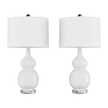 Ceramic Table Lamps - Set of 2 Double Gourd Vintage-Style Accent Lights for Bedroom, Living Room, or...