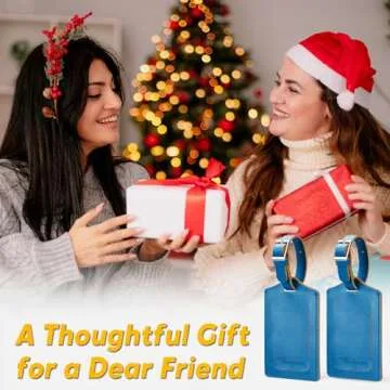 Travelambo 4 Pack Leather Luggage Tags for Suitcases Travel Labels Blue