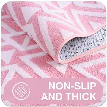 Ompaa Ultra Soft Shaggy Rugs Memory Foam Bedroom Carpet, Pink 7 x 10 Feet Large, Plush Geometric Textured Area Rugs for Living Room Couch Dorm Bedside Kids Girls Teens Room Nursery Decor Floor Mat