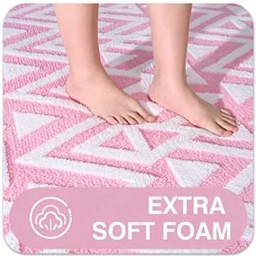 Ompaa Ultra Soft Shaggy Rugs Memory Foam Bedroom Carpet, Pink 7 x 10 Feet Large, Plush Geometric Textured Area Rugs for Living Room Couch Dorm Bedside Kids Girls Teens Room Nursery Decor Floor Mat