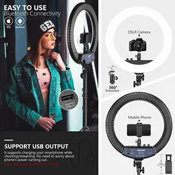 Neewer 14/18-inch LED Ring Light with Stand and 2.4G Wireless Remote, with Soft Tube