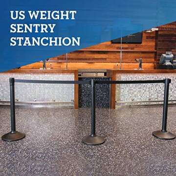 US Weight - U2000 Sentry Stanchion with 6.5 Foot Retractable Belt – Easy Connect Assembly (2-Pack)...