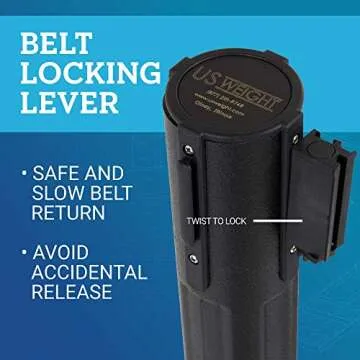 US Weight - U2000 Sentry Stanchion with 6.5 Foot Retractable Belt – Easy Connect Assembly (2-Pack), Black