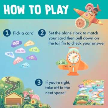Educational Insights Time to Fly Game - Telling Time Activity, Learning Time Clock for Kids, Easter Basket Stuffers, Board Games for Kids Ages 4+