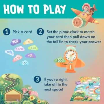 Educational Insights Time to Fly Game - Telling Time Activity, Learning Time Clock for Kids, Easter Basket Stuffers, Board Games for Kids Ages 4+
