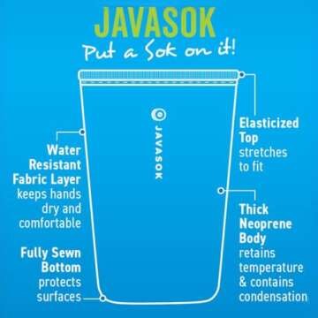Sok It JavaSok Iced Coffee & Cold Soda Insulated Neoprene Cup Sleeve (Like Fine China, Small: 16-20o...