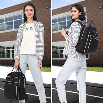 LOVEVOOK Laptop Backpack for Women, Water Resistant Travel Work Black Backpacks Purse Business Teach...