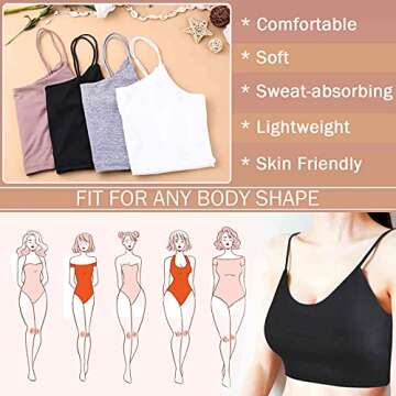 Thrilez 4 Pcs Cropped Tank Tops for Women, Spaghetti Strap Tank Top Cami Basic Crop Top Pack for Women Sports Yoga Sleeping