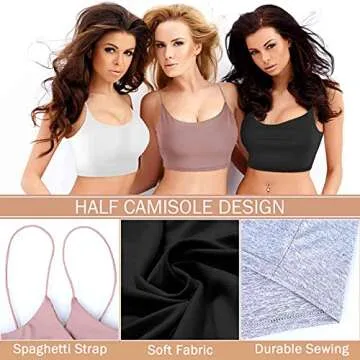 Thrilez 4 Pcs Cropped Tank Tops for Women, Spaghetti Strap Tank Top Cami Basic Crop Top Pack for Women Sports Yoga Sleeping
