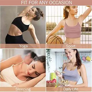 Thrilez 4 Pcs Cropped Tank Tops for Women, Spaghetti Strap Tank Top Cami Basic Crop Top Pack for Women Sports Yoga Sleeping