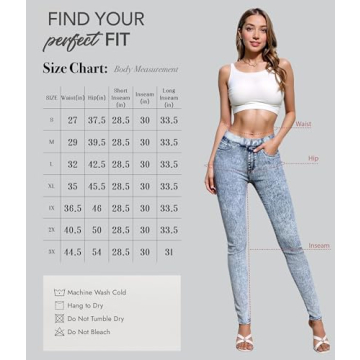 Hybrid Women's Stretchy Slim Fit Pull-On Jean Blue Acid