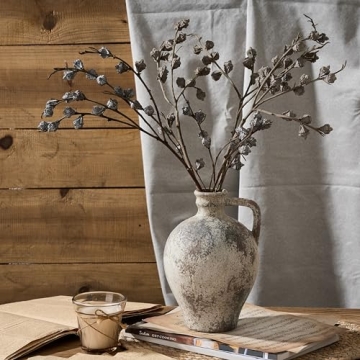 LUKA Ceramic Rustic Farmhouse Vase 8.25 Inch Terracotta Decor