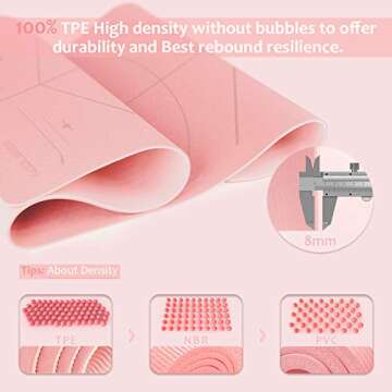 Sucyne Yoga Mat Non-Slip, 8mm(1/3'') Thick TPE Eco-Friendly Fitness Exercise Mat with Carrying Strap,Pro Yoga Mats for Women,Workout Mats for Home, Pilates and Floor Exercises