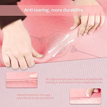 Sucyne Yoga Mat Non-Slip, 8mm(1/3'') Thick TPE Eco-Friendly Fitness Exercise Mat with Carrying Strap,Pro Yoga Mats for Women,Workout Mats for Home, Pilates and Floor Exercises