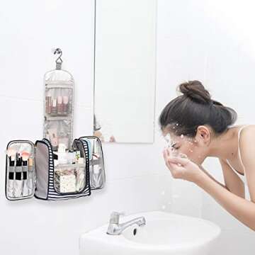 Bosidu Hanging Travel Toiletry Bag,Large Capacity Cosmetic Travel Toiletry Organizer for Women with ...