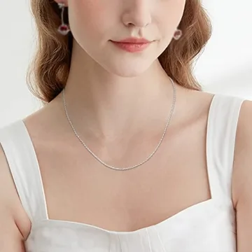 Jewlpire 925 Sterling Silver Chain Necklace Chain for Women 1.1mm Cable Chain Necklace Upgraded Spring-Ring Clasp - Thin & Sturdy 14 Inch