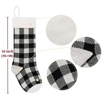 LimBridge Knit Christmas Stockings, 4 Pack 18 inches Knitted Christmas Decorations with Buffalo Plai...