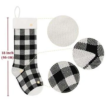 LimBridge Knit Christmas Stockings, 4 Pack 18 inches Knitted Christmas Decorations with Buffalo Plai...