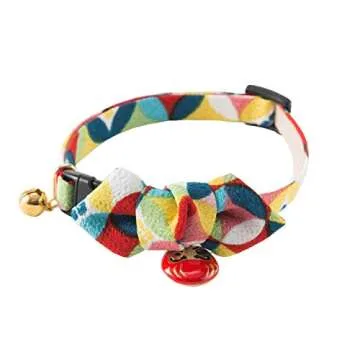 Necoichi Daruma Charm Bow Tie Cat Collar - Stylish Safety